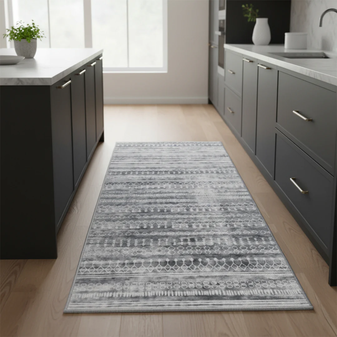 Muddy Mat® Greyline Washable Area Rugs for Living Room, Bedroom & Dining Room – Modern Soft Low Pile Non Slip Carpet – Pet Friendly Waterproof Foldable Rugs for Home - Image 3