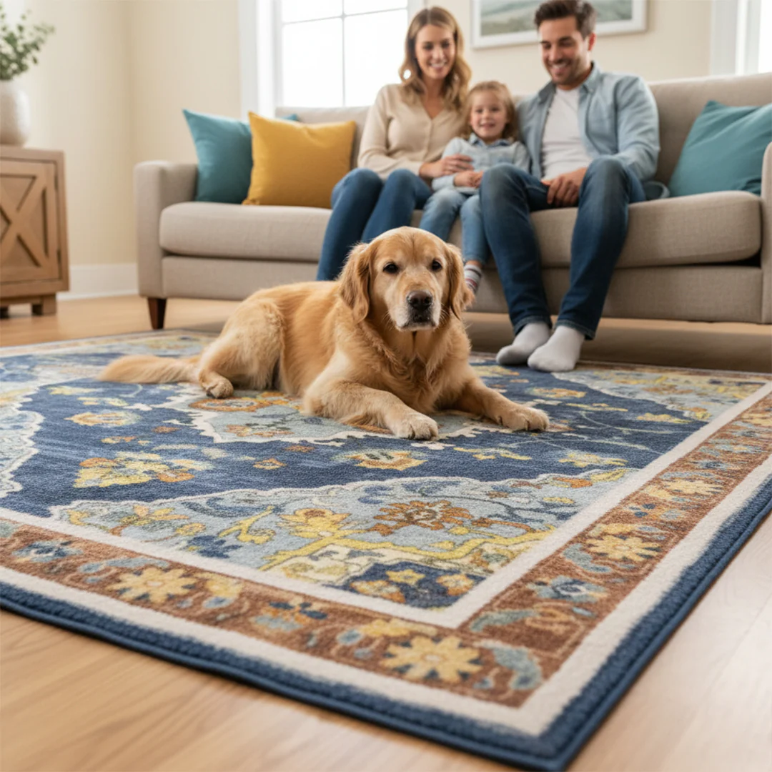 Muddy Mat® Mosaic Washable Area Rugs for Living Room, Bedroom & Dining Room – Modern Soft Low Pile Non Slip Carpet – Pet Friendly Waterproof Foldable Rugs for Home - Image 7