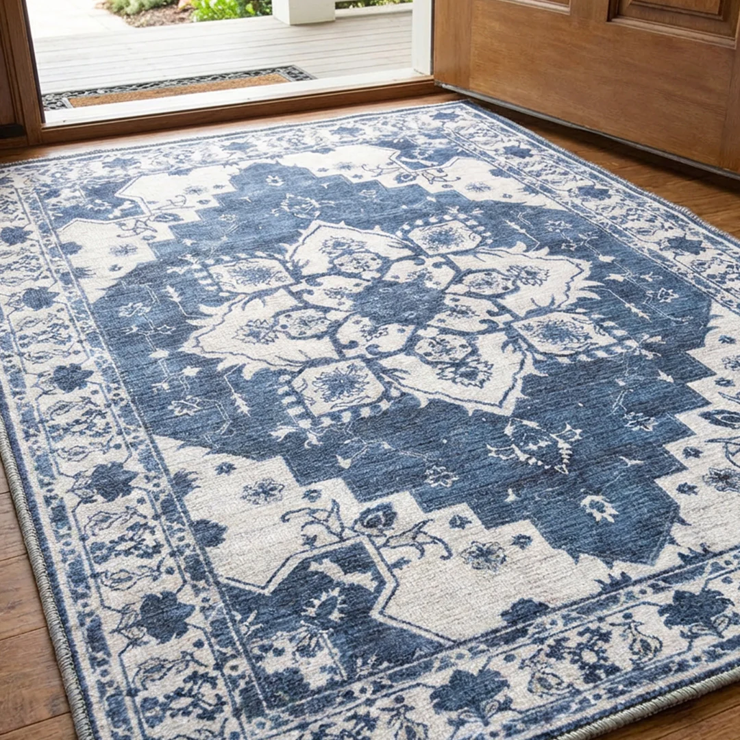 Muddy Mat® Navybell Washable Area Rugs for Living Room, Bedroom & Dining Room – Modern Soft Low Pile Non Slip Carpet – Pet Friendly Waterproof Foldable Rugs for Home - Image 11